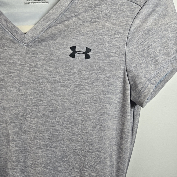Under Armour Women's Heather Gray V-Neck Tee - Picture 2 of 4